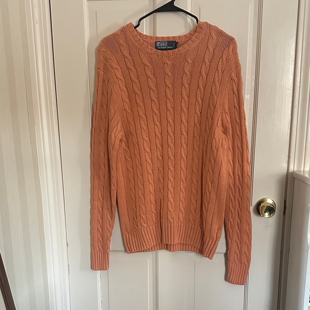 Orange Polo Ralph Lauren Cable Knit Sweater Men’s Large